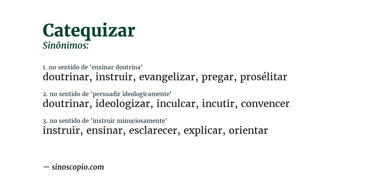 Sinônimo de catequizar