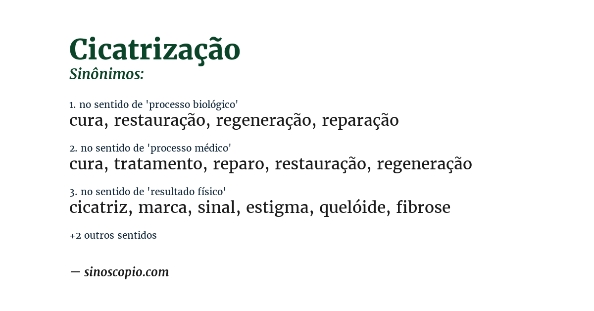 Sinônimo de cicatrização