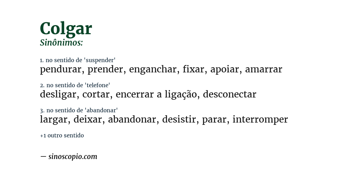 Sinônimo de colgar