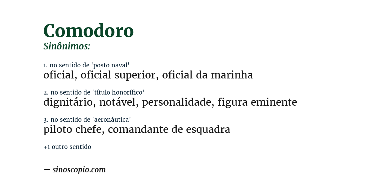 Sinônimo de comodoro