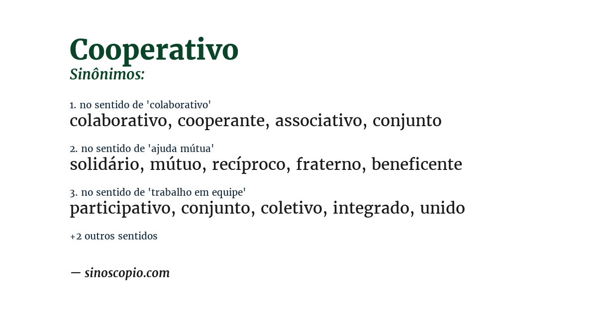 Sinônimo de cooperativo