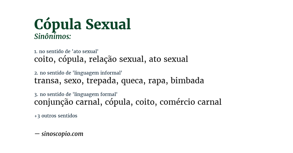 Sinônimo de cópula sexual