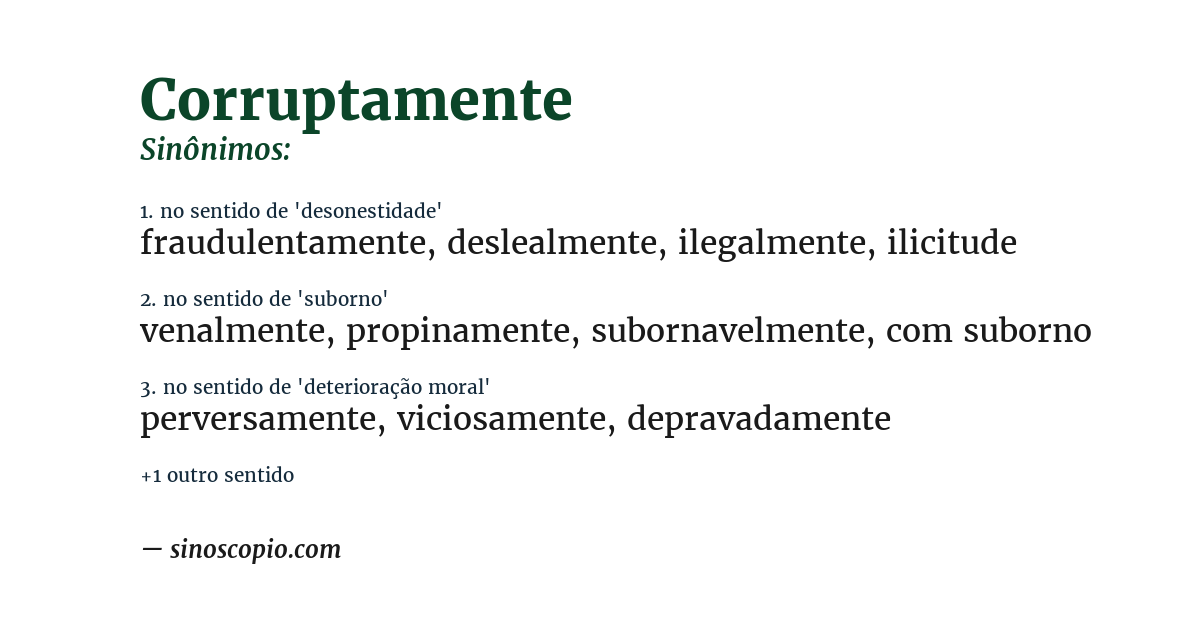 Sinônimo de corruptamente