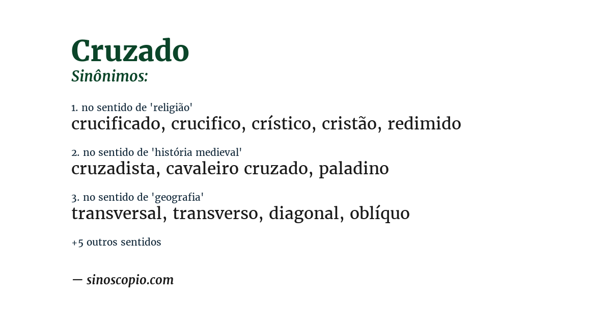 Sinônimo de cruzado