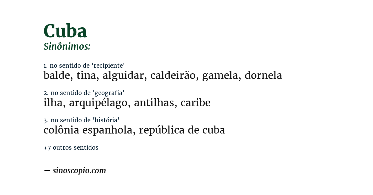 Sinônimo de cuba