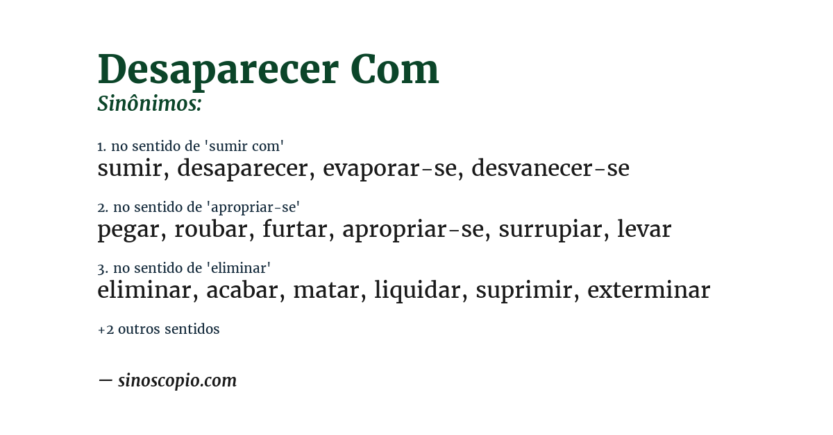 Sinônimo de desaparecer com