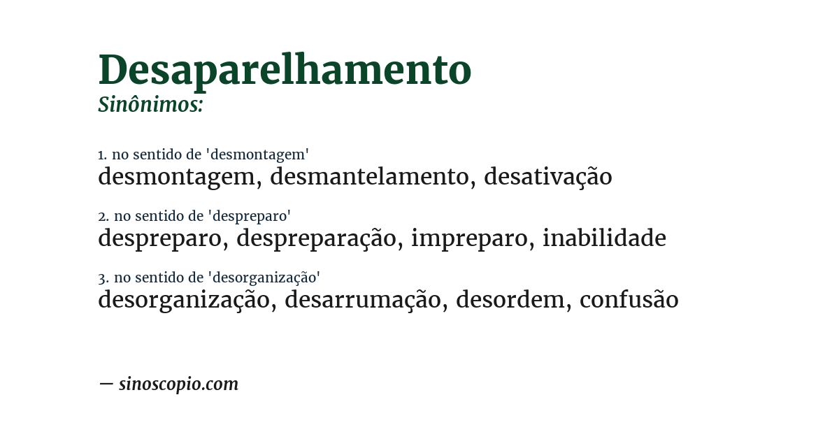 Sinônimo de desaparelhamento