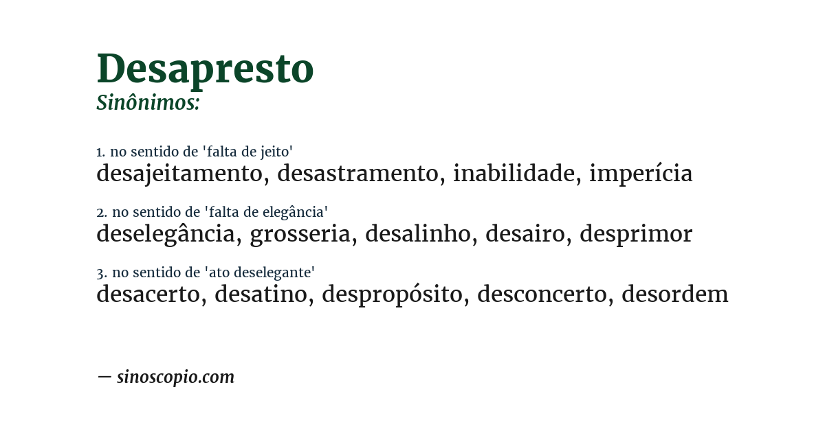 Sinônimo de desapresto