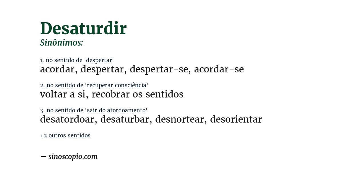 Sinônimo de desaturdir