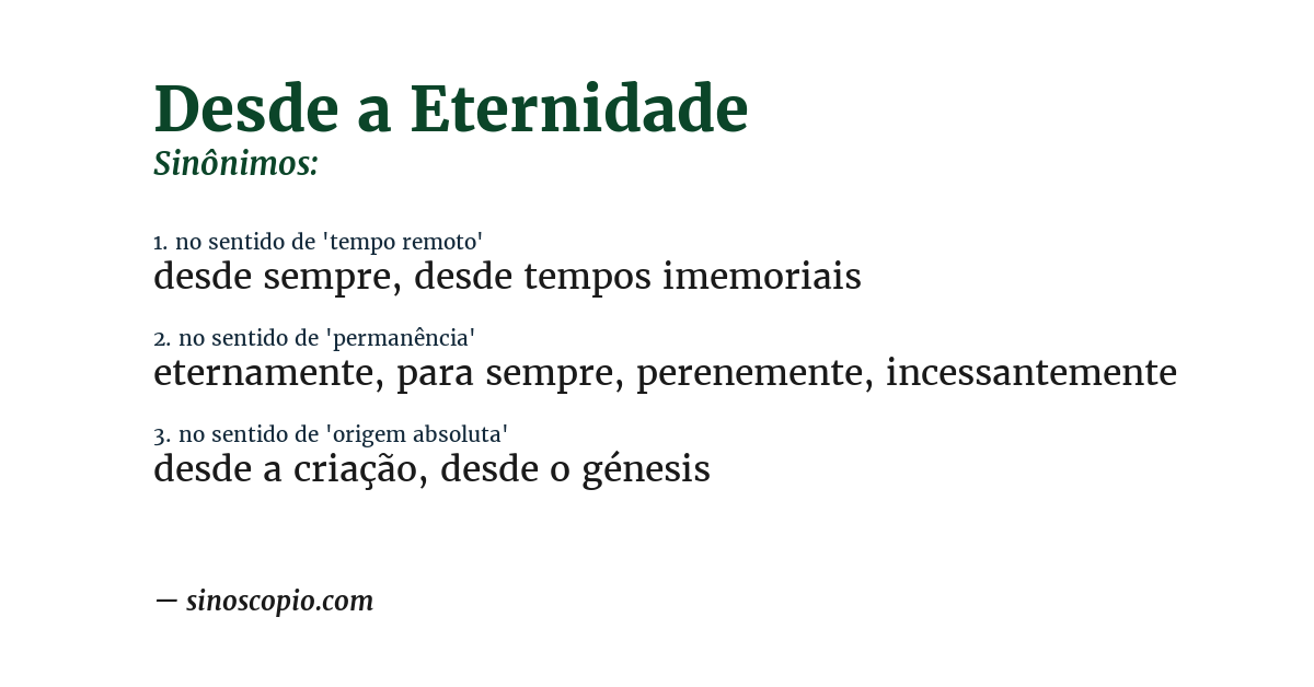 Sinônimo de desde a eternidade