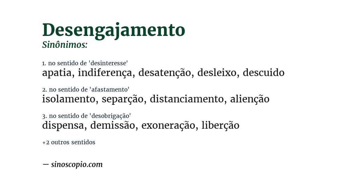 Sinônimo de desengajamento