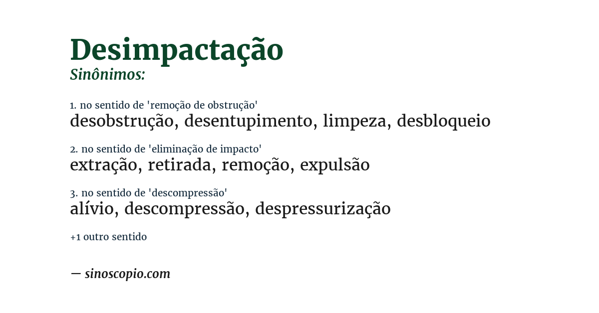 Sinônimo de desimpactação
