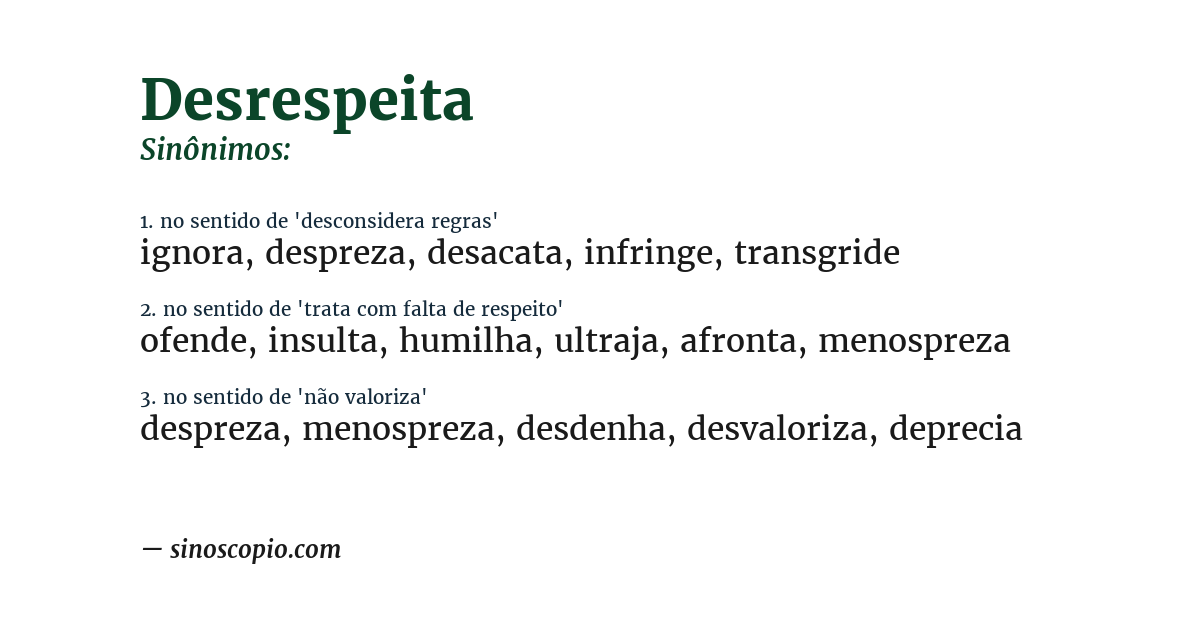 Sinônimo de desrespeita