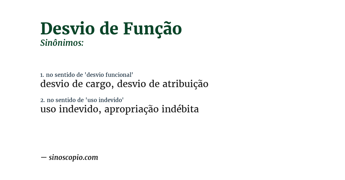 Sinônimo de desvio de função