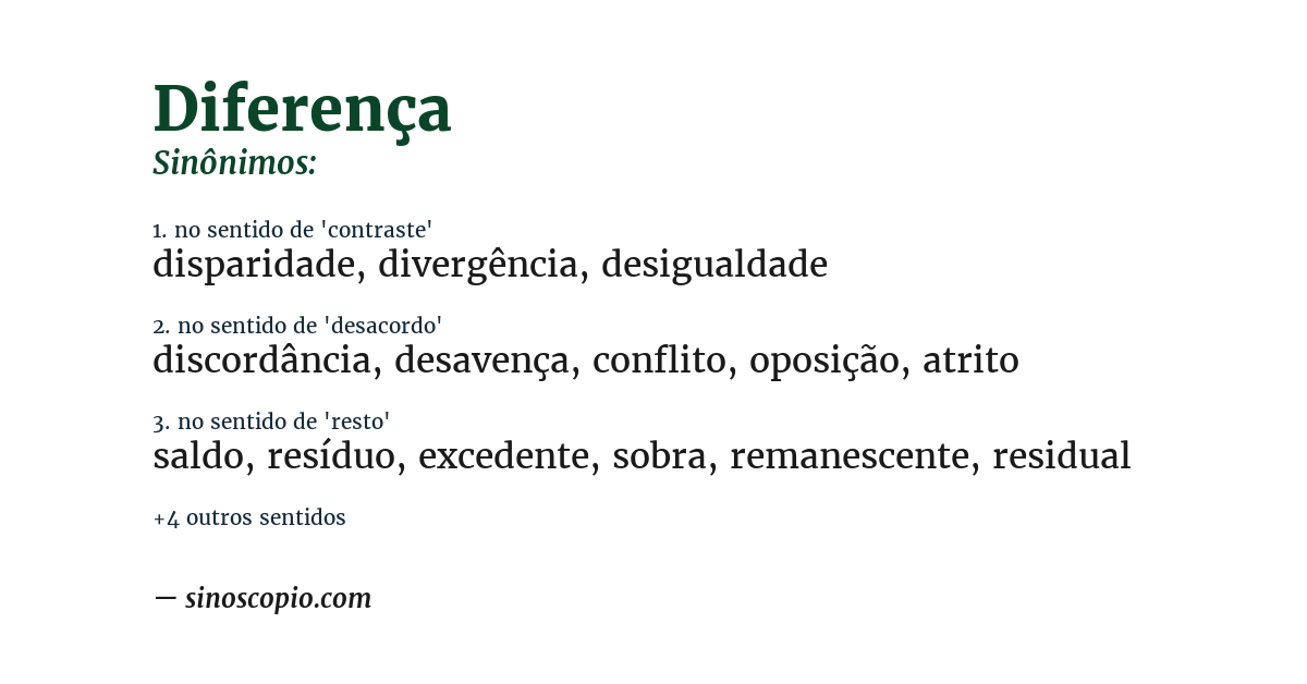 Sinônimo de diferença