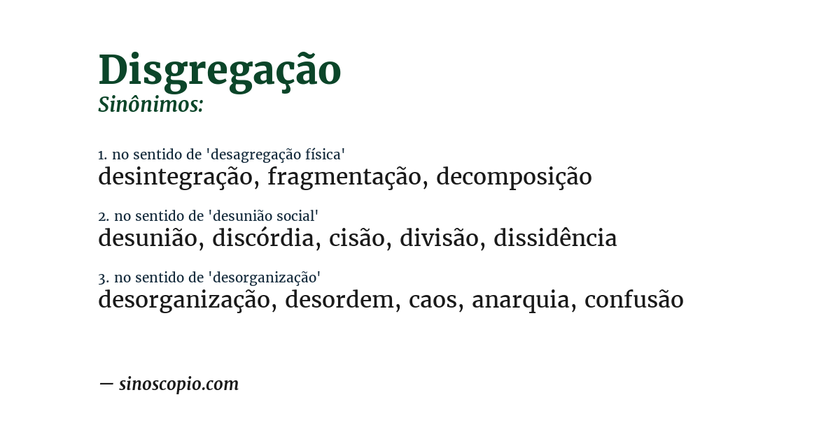 Sinônimo de disgregação