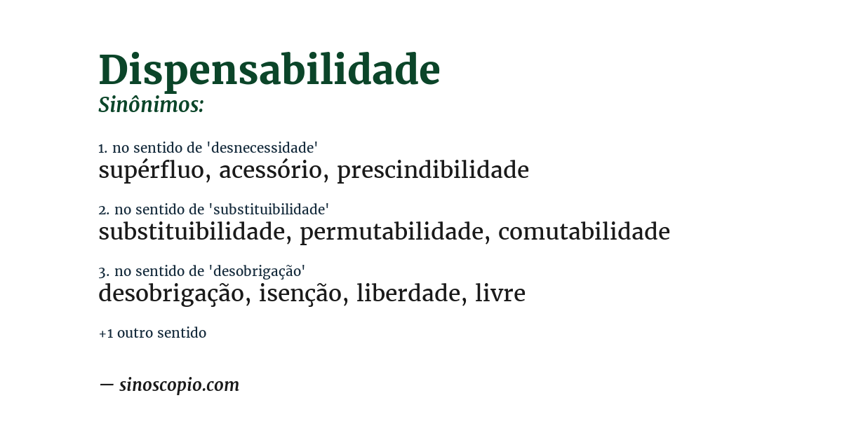 Sinônimo de dispensabilidade