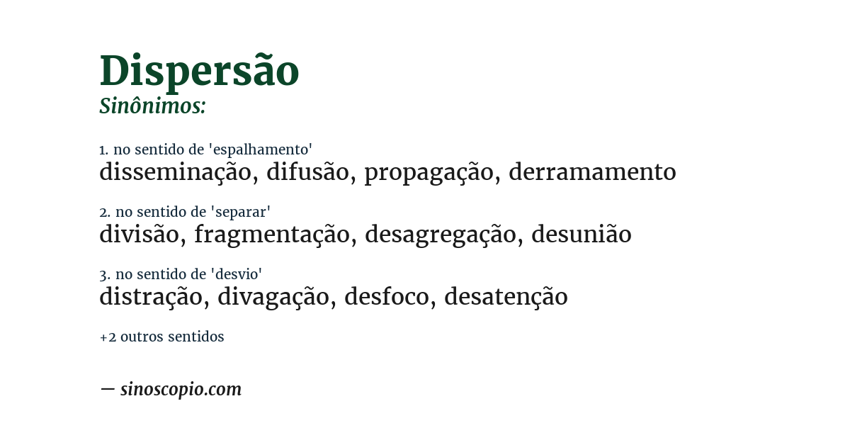 Sinônimo de dispersão