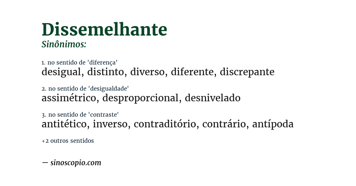 Sinônimo de dissemelhante
