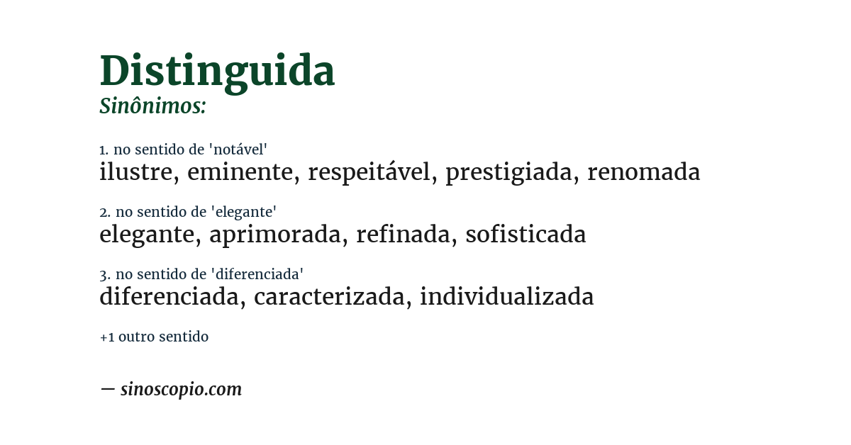 Sinônimo de distinguida
