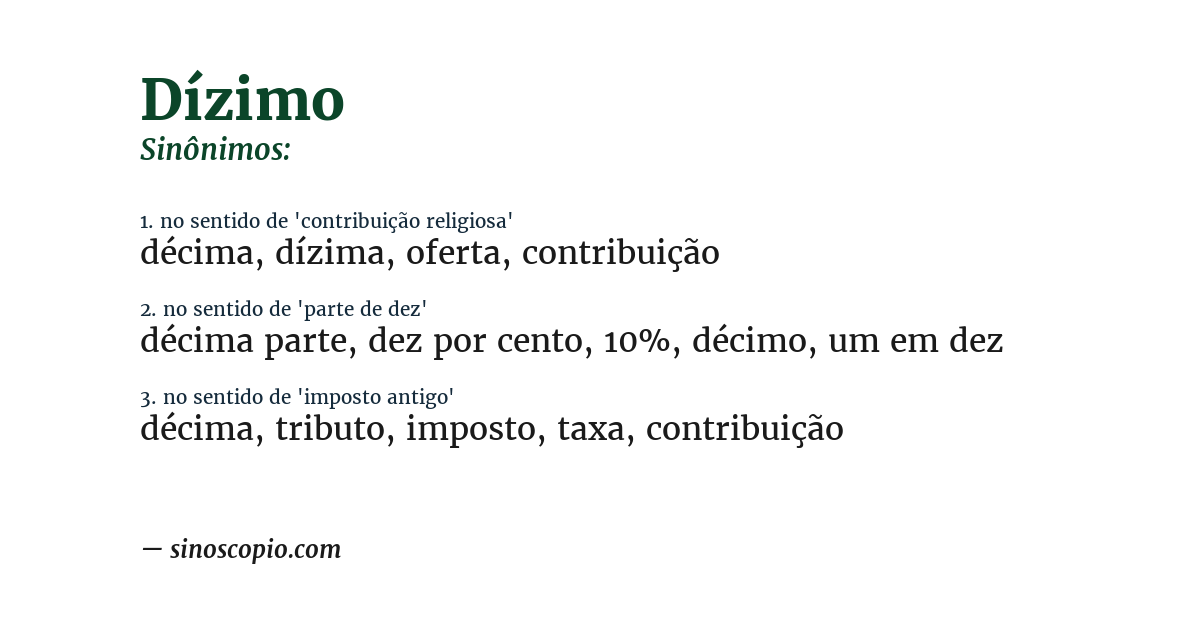 Sinônimo de dízimo