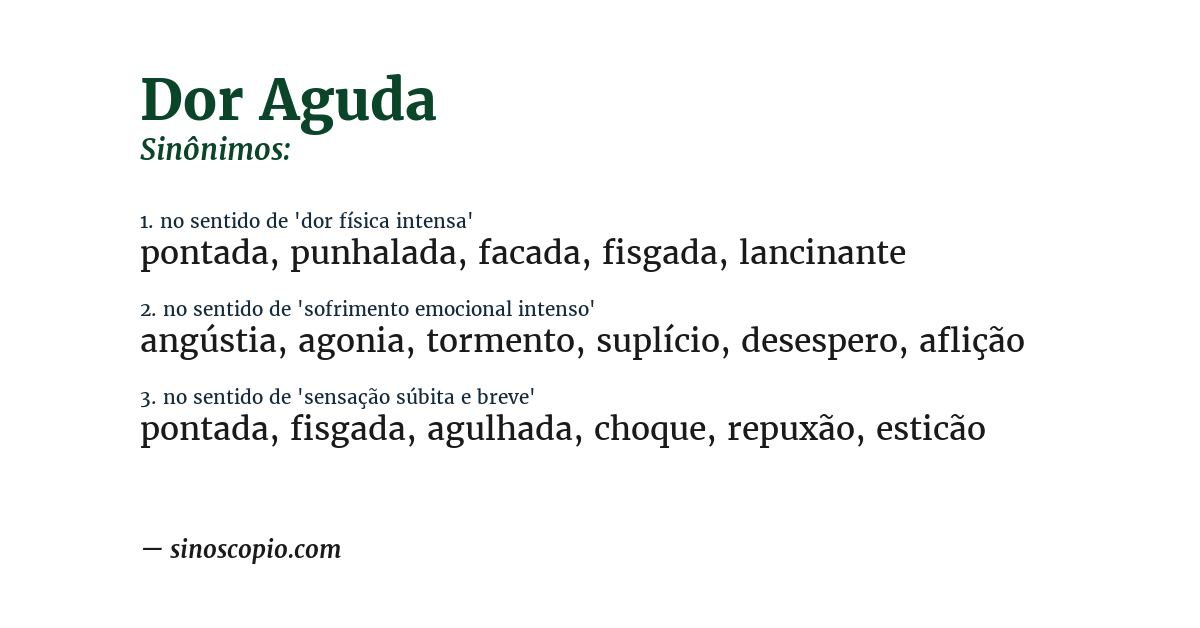 Sinônimo de dor aguda