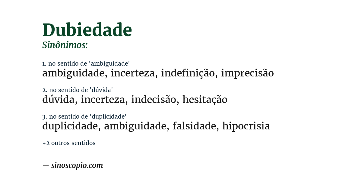 Sinônimo de dubiedade