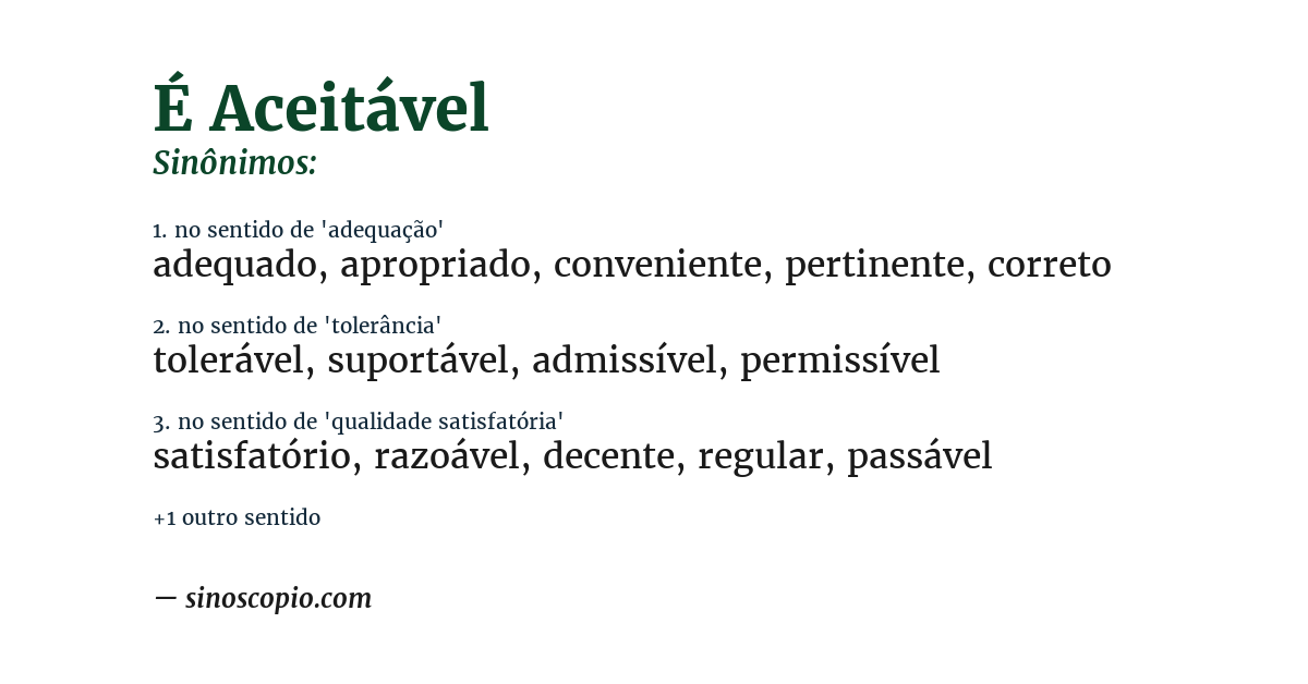 Sinônimo de é aceitável