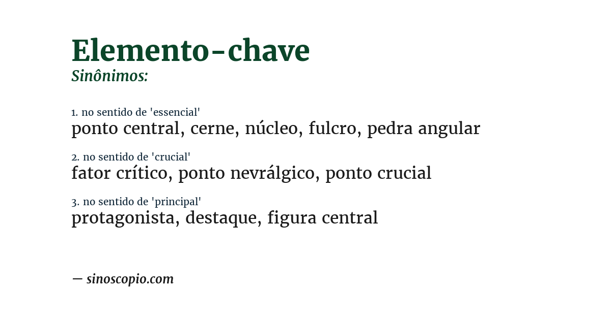 Sinônimo de elemento-chave