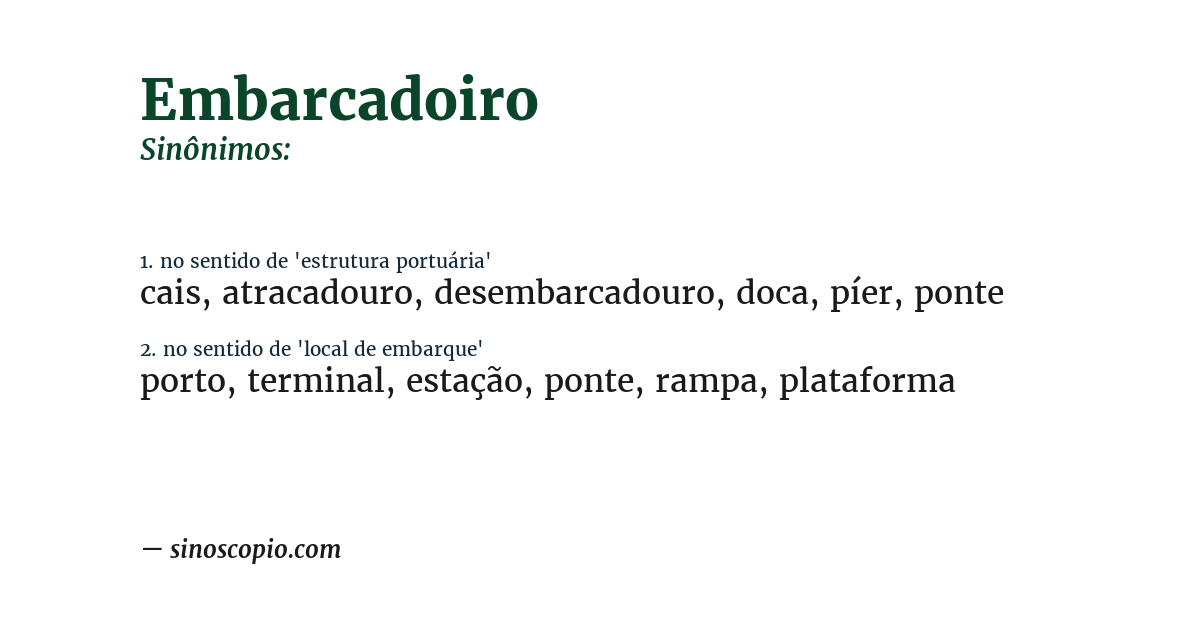 Sinônimo de embarcadoiro