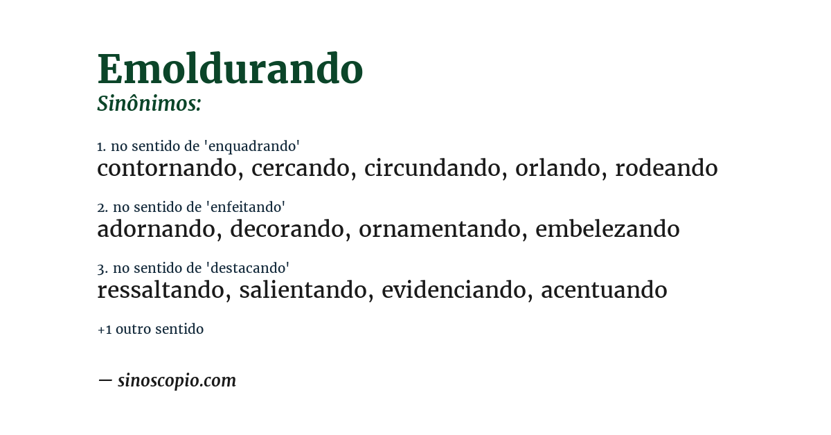 Sinônimo de emoldurando