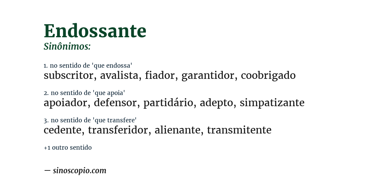 Sinônimo de endossante