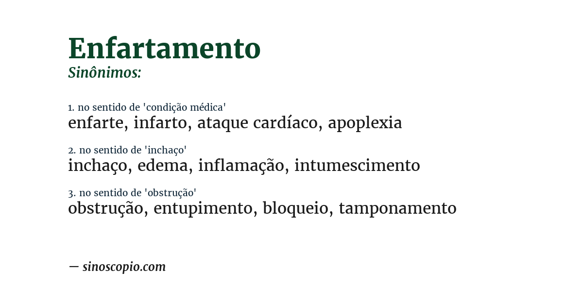Sinônimo de enfartamento