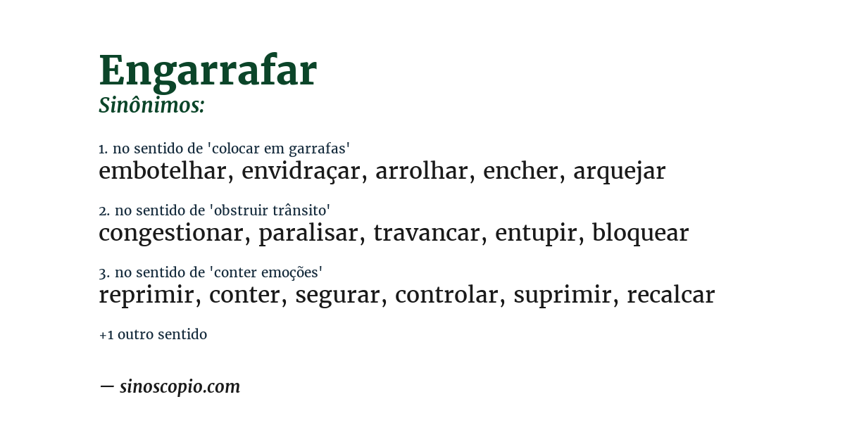 Sinônimo de engarrafar