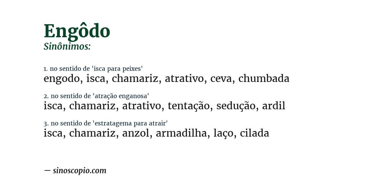 Sinônimo de engôdo