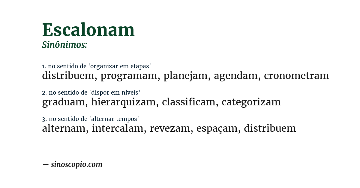 Sinônimo de escalonam
