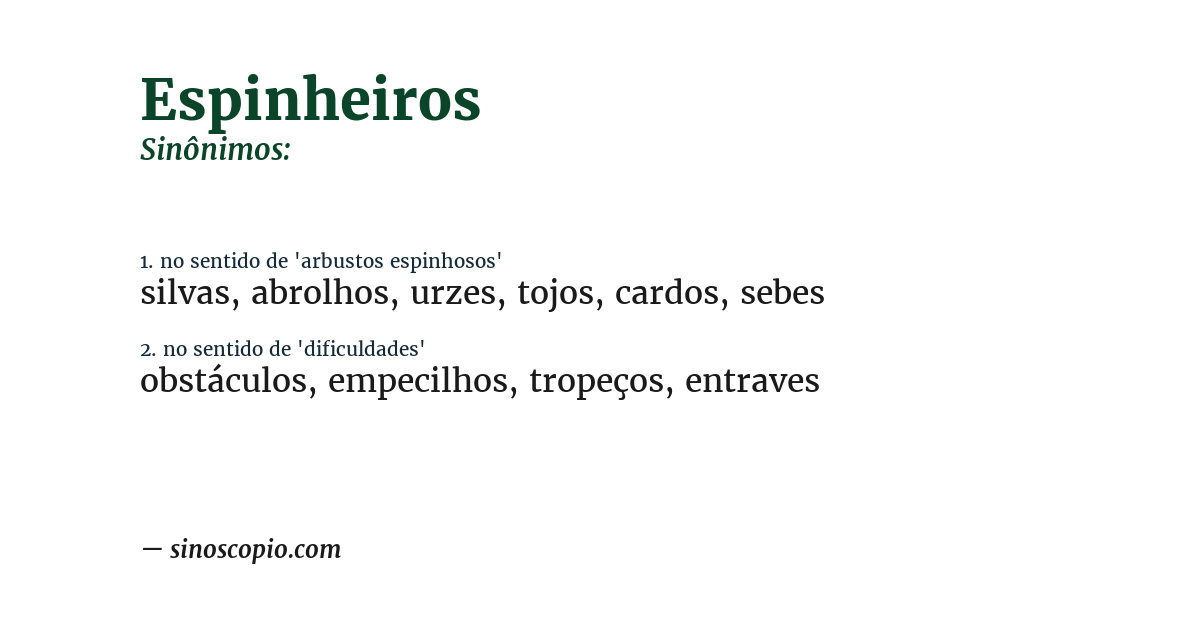 Sinônimo de espinheiros