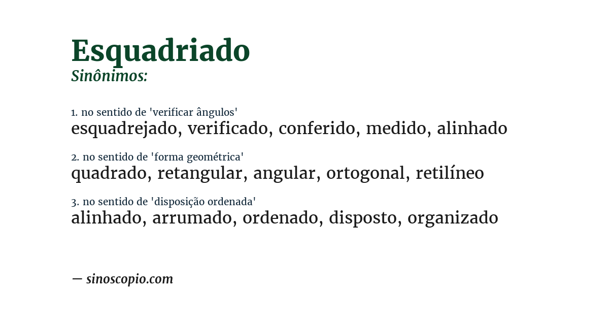 Sinônimo de esquadriado