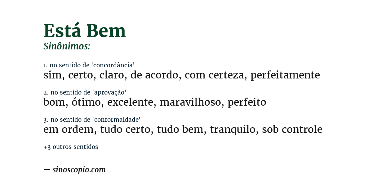 Sinônimo de está bem