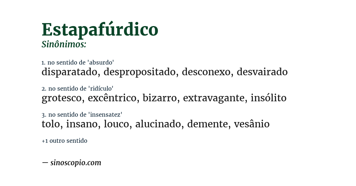 Sinônimo de estapafúrdico
