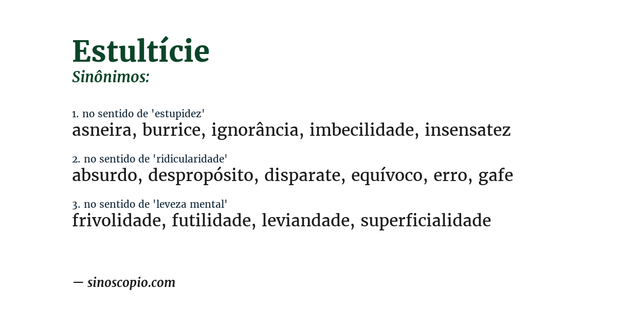 Sinônimo de estultície