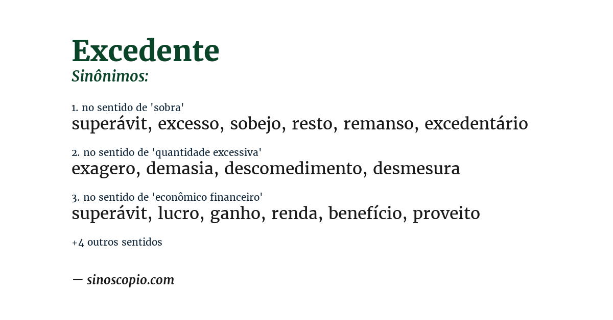 Sinônimo de excedente