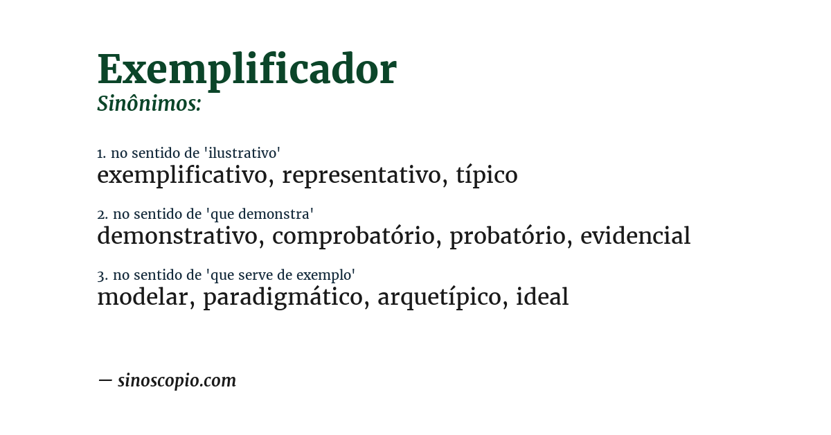 Sinônimo de exemplificador