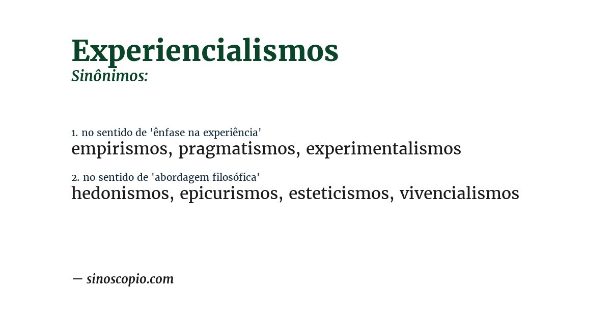 Sinônimo de experiencialismos