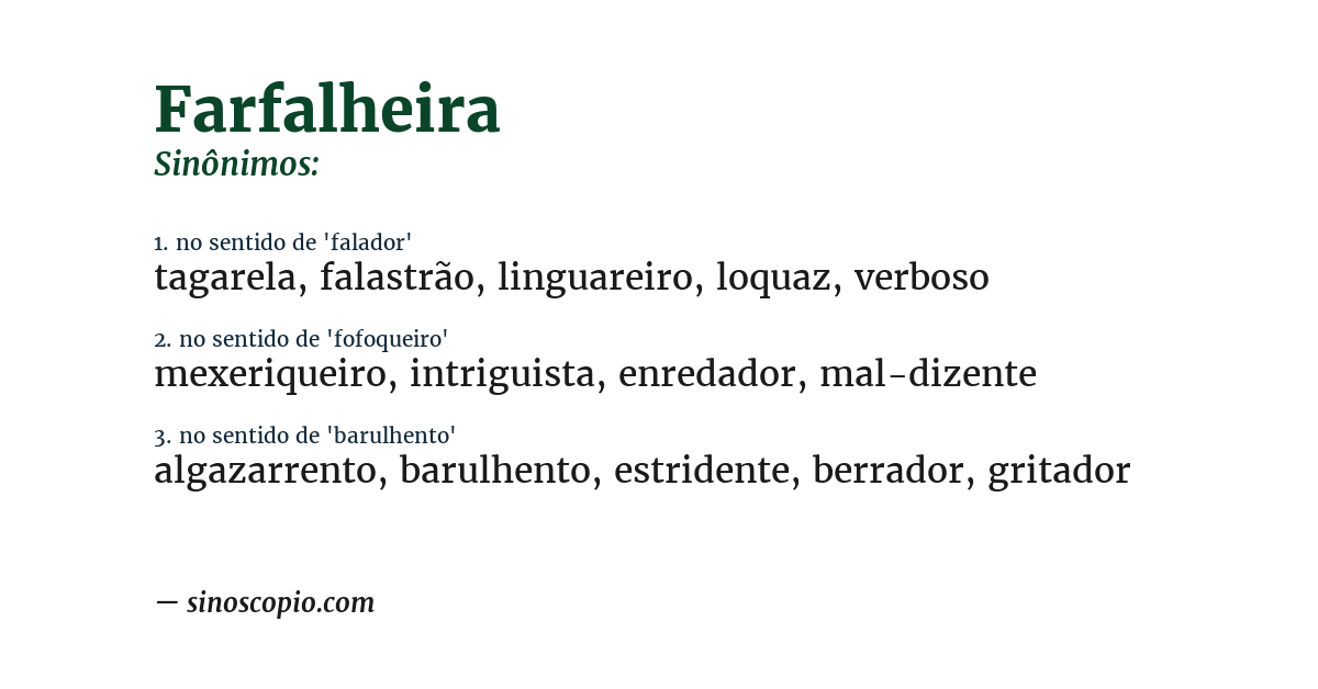 Sinônimo de farfalheira