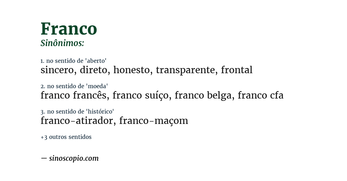 Sinônimo de franco