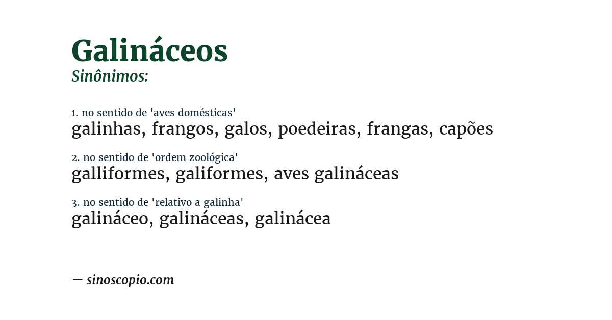 Sinônimo de galináceos