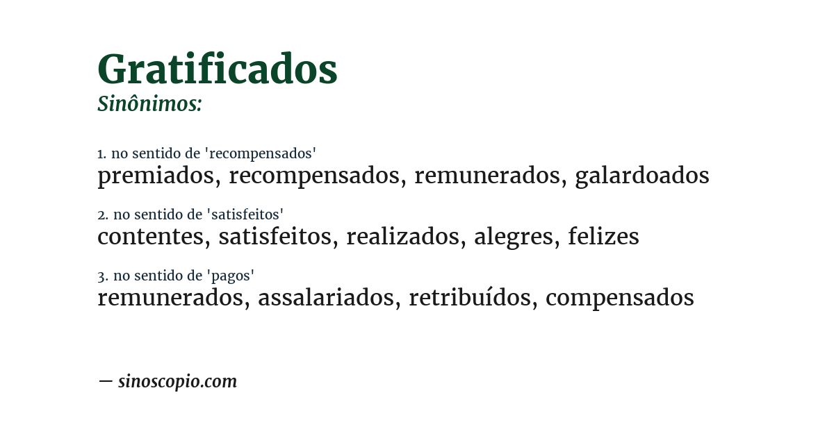 Sinônimo de gratificados