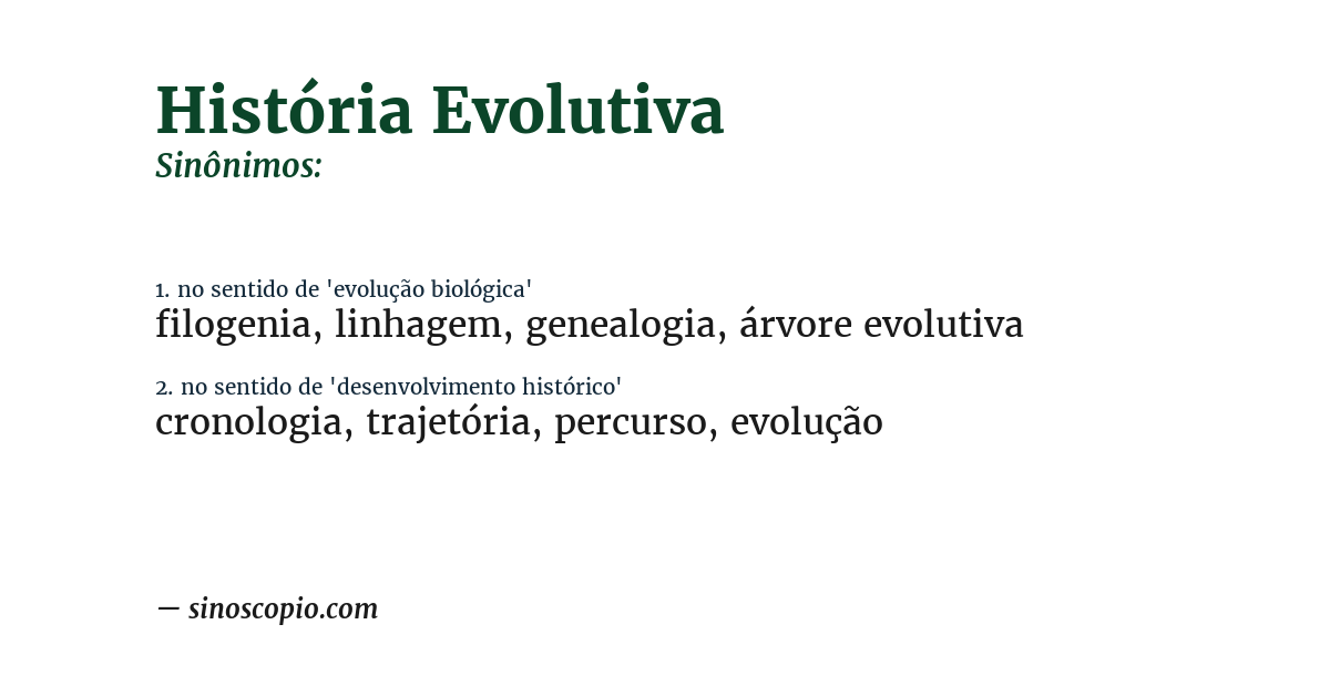 Sinônimo de história evolutiva