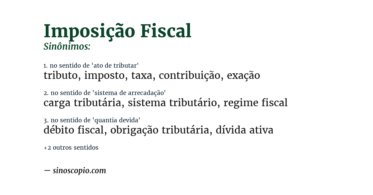 Sinônimo de imposição fiscal